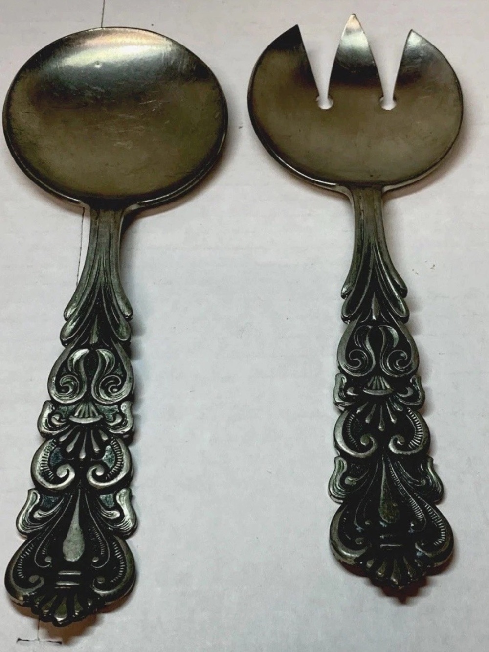 Vintage Hagness Norway Pewter Salad Servers Set - Pattern 209